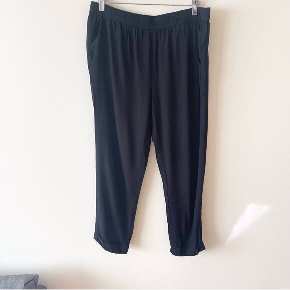 Madewell Cuffed Trucked Trousers Elastic Waistband Women’s size L Black - Picture 1 of 10